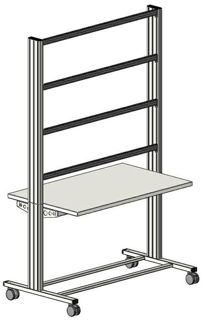 15 Mobile aluminium experiment stand, 3 levels, power strip with 6 sockets, 1250x700x1995mm ST7200-3A 1 High-quality, mobile experiments stand from the SybaPro range for demonstrations and