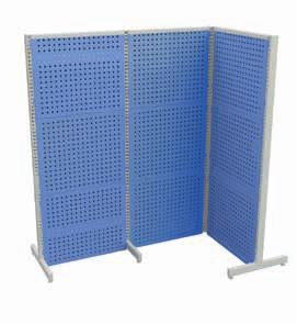 Perforated industrial screens These industrial screens are modular, and they can be equipped with all M750 accessories. Industrial screens can be used as space dividers.