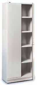 Shelf cabinets High-quality shelf cabinet is made of semiconductive epoxy powder coated, profiled steel, light grey RAL 7038.