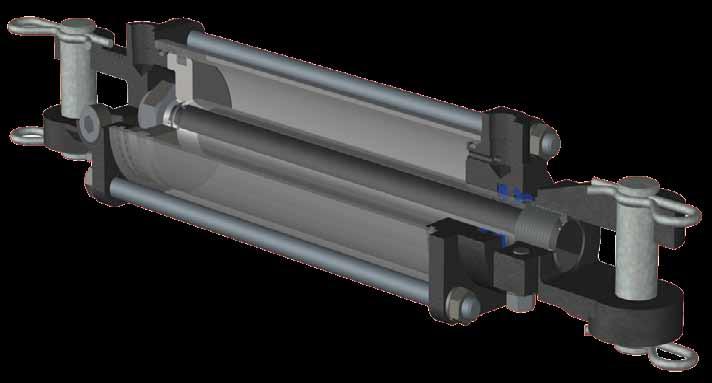 AGU Series - Tie Rod Type Hydraulic Cylinders 4. Hallite Piston Seal Buna-N, O-Ring held between 2 backup rings to prevent extrusion. 3. Lock Nut Self-locking, to enable easy removal for servicing. 2. Cylinder Cap Ductile Iron QT450-10, with 2 ports at 90 degrees to each other.