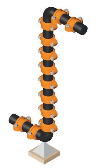 When using flexible couplings, the movement that occurs in long lengths of piping needs to be considered. ach joint can move up to the maximum pipe end separation published.