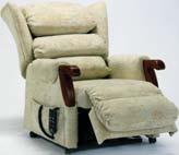 It is available as a handle-operated or dual riser-recliner, designed with a chaise style seating to provide extra