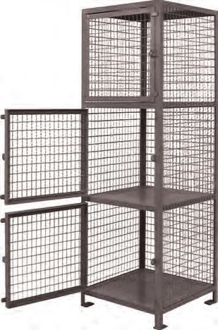 2" x 1" 10 gauge rectangular mesh welded into an angle frame 1 1 /4" x 1 1 /4" x 1 /8" angle frame and support braces Interconnecting hardware included Options: Ceiling panel, Backs.
