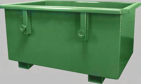 Tapered front self dumping hopper with special low clearance outrigger base and