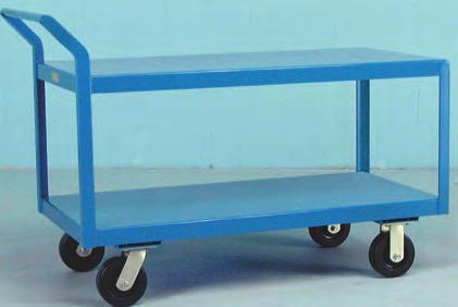 5" x 1 1 /4" polyurethane casters are bolted on for easy replacement. Painted Jesco standard blue. Palletized for shipping.