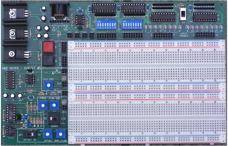 The breadboard on the ANDY board is the white section with the rows of pins.