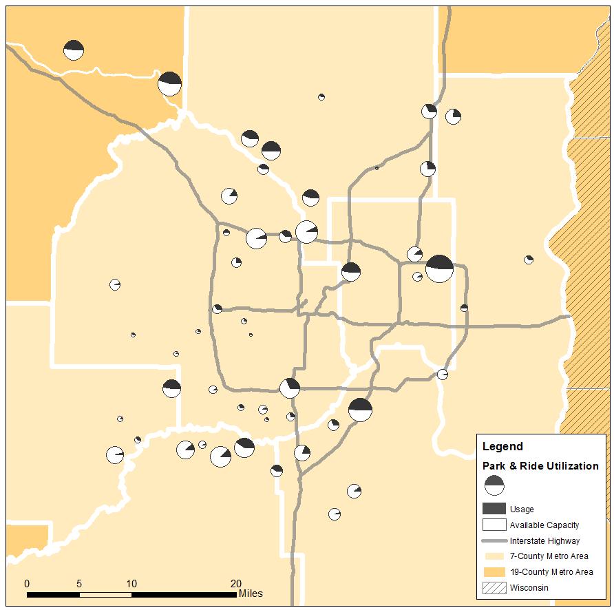 Greatest Available Capacity Figure 8 shows the facilities with the greatest available capacity, where more than 50 percent of parking spaces are not used.
