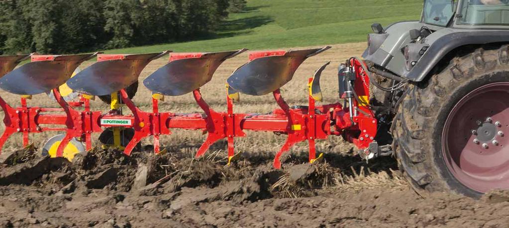 Headstock Double acting reversing cylinder with check valve; hoses are not under pressure during ploughing.