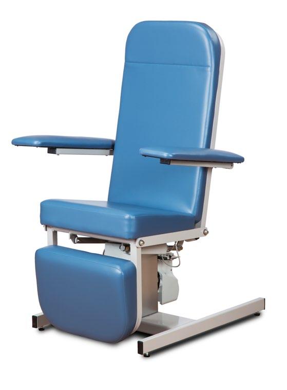 The Recliner Series, Blood Drawing Chair features: Smooth, fully electric reclining and adjustment Self leveling and synchronized footrest that move with chair's and backrest Keeps patients
