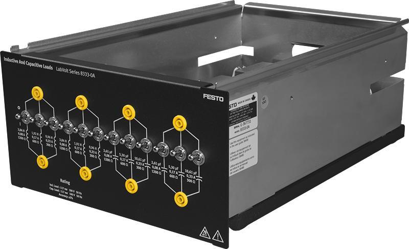 This allows the equivalent capacitance of each bank to be increased or decreased by steps. Six safety banana jacks on the module front panel provide access to each capacitor bank.