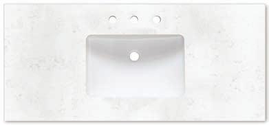 Edge, pre-drilled for 8 widespread faucet Sink cutout pre-cut 16x13½ to fit oval undermount sink (S-100) Back