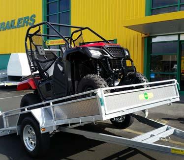crate with dual action swing/sliding door One piece aluminium tread plate deck and removable tailgate One piece