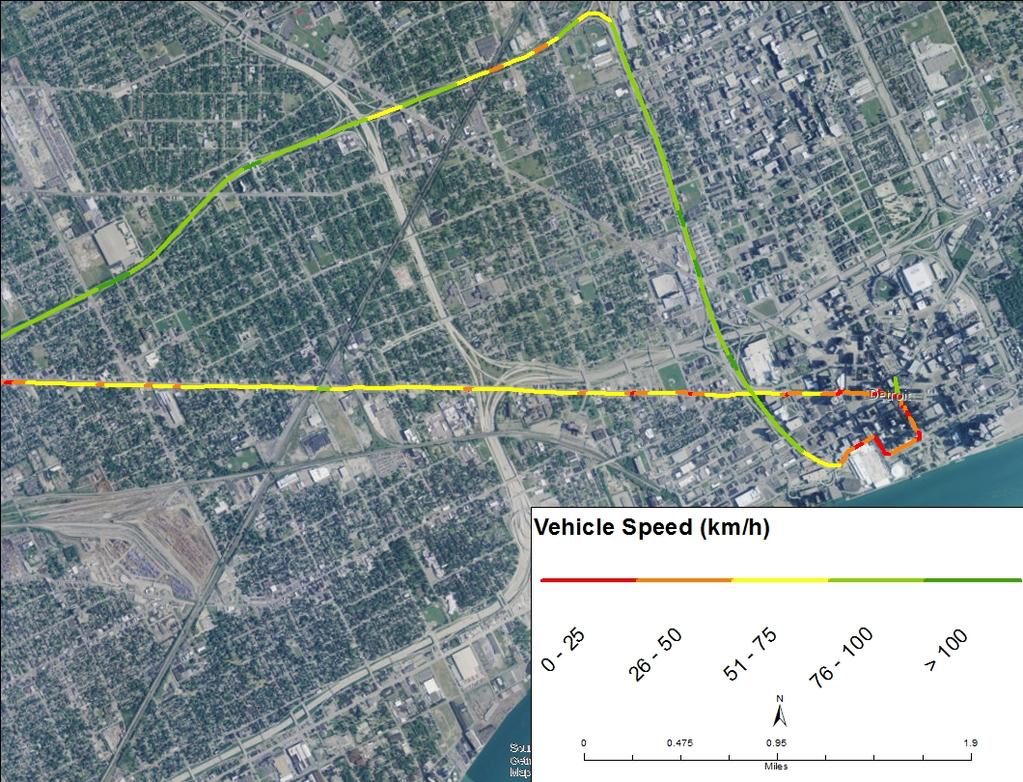 Geographic Analyses Speed insights Parameters: Vehicle speed GPS signal EXAMPLE 1: Identify