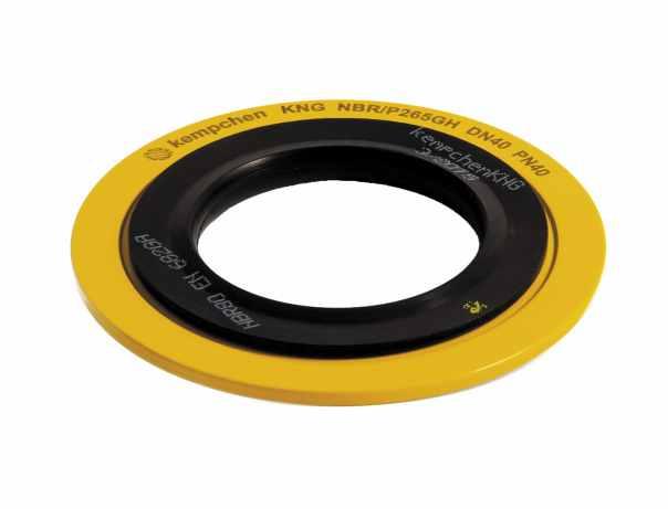 3 2 Rubber-steel gaskets profile KNG Elastomer sealing element in force shunt The KNG rubber-steel gasket profile is comprised of a NBR rubber gasket ring and a supporting ring made of coated steel.