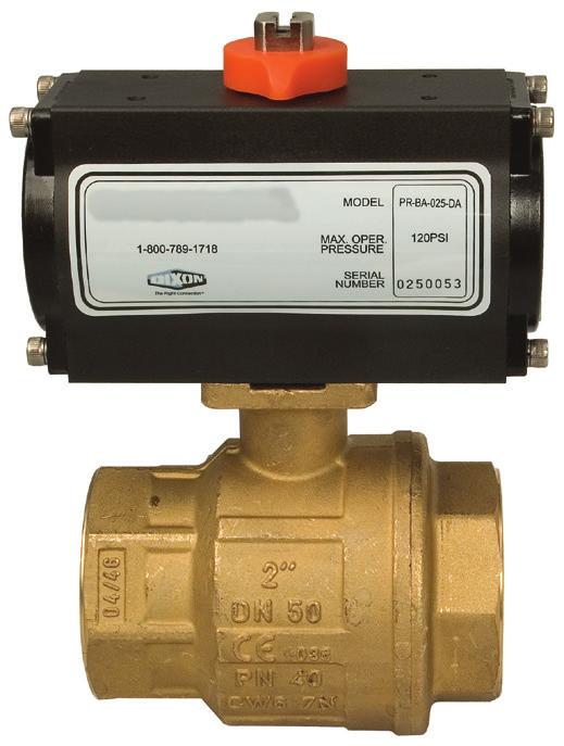 temperature range: -40ºF to 200ºF Pneumatically Actuated 2-Piece Ball Valves Direct Mount - Full Port 2-Piece Stainless Ball Valve RTFE seats and