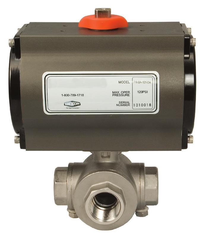 Pneumatically Actuated 3-Way T/L Port Ball Valves Direct Mount - Standard Port 3-Way Stainless Ball Valve full port blow-out proof stem live-loaded stem
