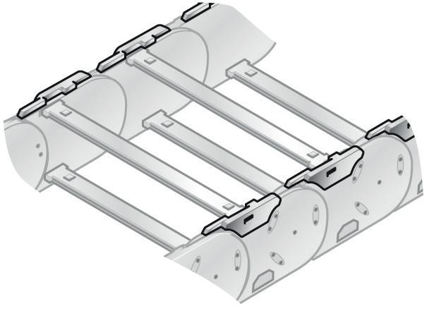 GS 41.2 SLIDING BLOCK Sliding block In the case of energy chains, sliding blocks are used in a horizontally sliding installation mode (the tight side of the chain slides on the slack side).