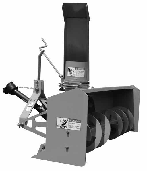 DIMENSIONS THREE-POINT SNOW BLOWER IMPLEMENT SPECIFICATIONS All dimensions are shown in inches. Respective metric dimensions are given in millimeters enclosed by parentheses.