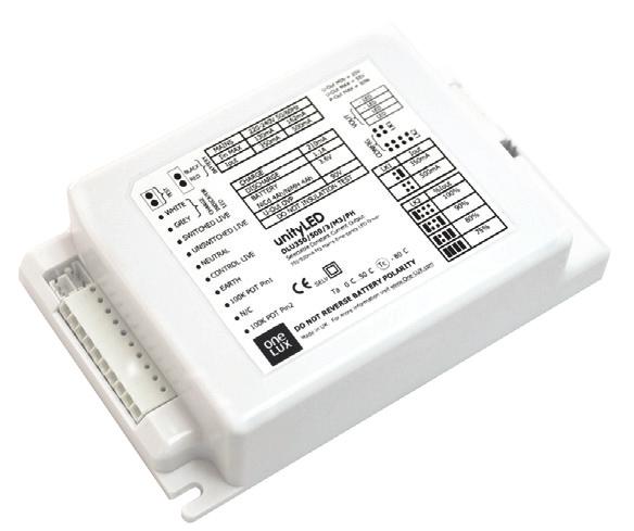 EMERGENCY 8 EMERGENCY 9 ONE-LED Unity-LED is a range of Maintained emergency lighting > High efficiency mains-mode driver with output power > Constant-current charger for use with NiCd or NiMH