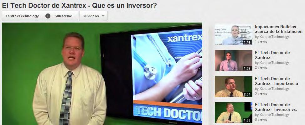 El Tech Doctor de Xantrex Tech Doctor videos now available in Spanish Visit www.youtube.