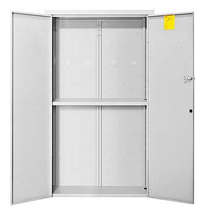 MNBE-CL16 MNBE-CL16 Battery Enclosure with locking door and two shelves. Holds eight sealed L-16 batteries. Gray powder coated steel. Two cabinets can be stacked horizontal for expansion.