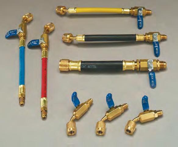 EDITION 66 CATALOG PLUS II 1/4" HOSE For 5/16" flare (1/2 20 thread) service ports for R-410A 9" FlexFlow AND LOW LOSS ADAPTER HOS RECO Shown with compact ball valve ends 25002 UL recognized