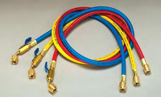 20) Female flare angled on service end Standard fitting Length Yellow Blue Red 36" 21403 21423 21463 60" 21405 21425 21465 72" 21406 21426 21466 For use with R-410A tanks with 1/4" fittings *Yellow