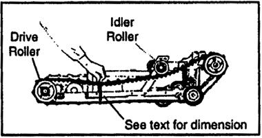 At a point halfway between the Idler Roller and the Drive Roller, press down firmly with your hand.