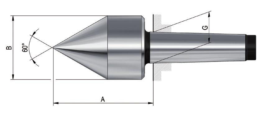 Revolving centering tapers MZK Type 627 Revolving centering taper, pointed as centering taper for tubular workpieces and as a revolving tailstock centre to machine normal workpieces Item no.