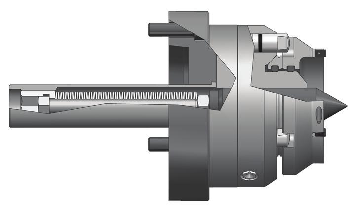 The modular principle design allows the unlimited exchange of driver discs and centres. The mechanical compensation system guarantees equal clamping forces even on uneven workpiece faces.