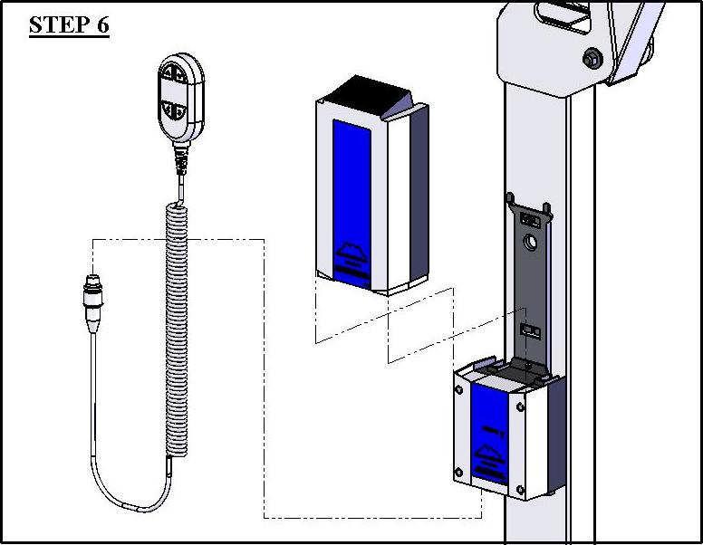 STEP 6: INSTALL 24V BATTERY & HANDSET Locate the 24V Battery, the Battery Charging unit and the Handset Control.