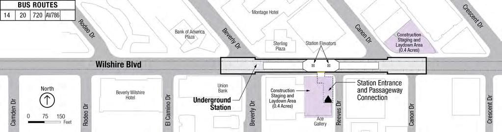 Wilshire/Rodeo Station Rendering shows length of the