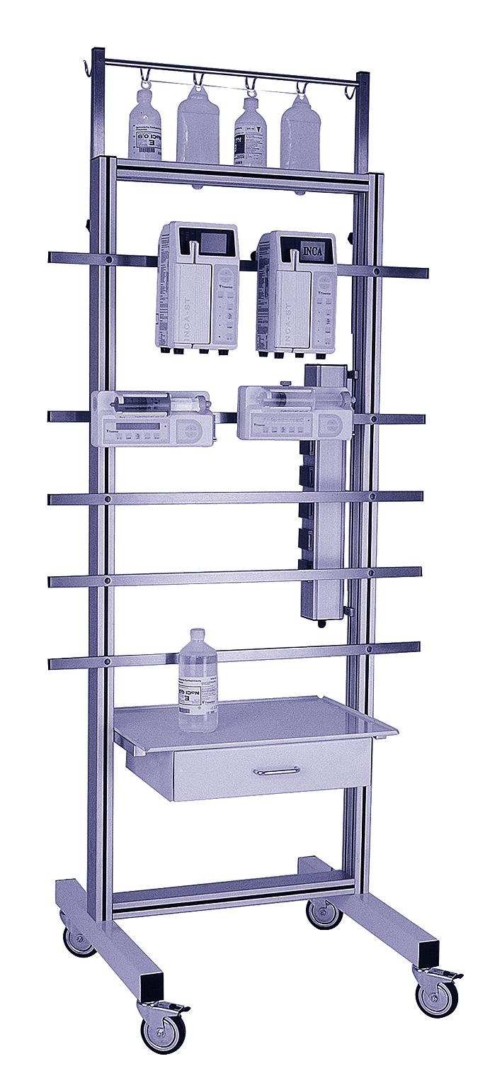 IV-UNITS IV-UNIT Intensive care room 17, aluminium Colour of the cart: RAL 9002 (white) IV-holder: bar with 6