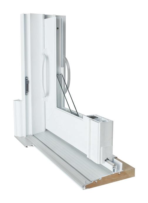 THE PRACT 10 PVC cladding (optional) PVC Panel Profiles welded at 45 for improved thermal resistance Interior glazing stops Standard Prestige mortise handle / Keyed lock (optional) Welded panels with