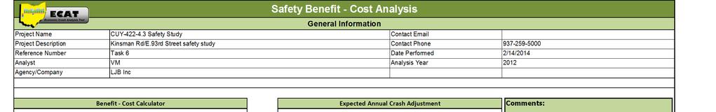 Safety Benefit - Cost Analysis Project Name Project Description Reference Number Analyst Agency/Company CUY-422-4.3 Safety Study Kinsman Rd/E.