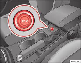 Seats and storage 129 Power socket Electrical equipment can be connected to the 12 volt power socket. CAUTION Always use the correct type of plugs to avoid damaging the sockets.