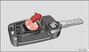 48 Vehicle key: opening the battery compartment CAUTION If the battery is not changed correctly, the vehicle key may be damaged. Use of unsuitable batteries may damage the vehicle key.