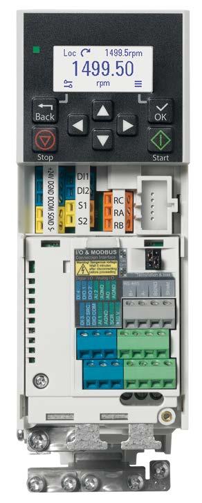 17 Standard interface and extensions for ACS380 machinery drives The ACS380 machinery drives offer two different standard interfaces: the standard variant (I/O and Modbus) and the configured variant