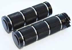 Die cast chrome plated grips with slotted rubber inserts.