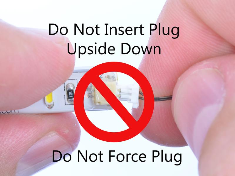 If a plug won't fit easily into a light strip connector, don't force it.