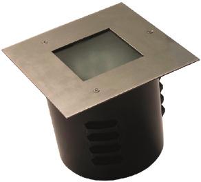 washer. 4.5W /12V LED Recessed Up Light. Black finish sleeve, Stainless Steel Trim, and frosted glass. It can be recessed into steps, walkways, side walls, water features, and used as a wall washer.