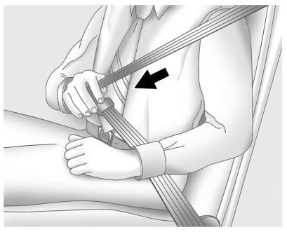 56 Seats and Restraints 2. Pick up the latch plate and pull the belt across you. Do not let it get twisted. The lap-shoulder belt may lock if you pull the belt across you very quickly.