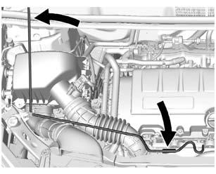 Vehicle Care 10-5 3. Lift the hood and release the hood prop from its retainer, above the radiator. Securely place the hood prop into the slot on the underside of the hood. To close the hood: 1.