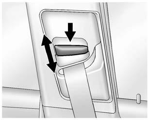 Seats and Restraints 3-17 To move the shoulder belt height adjuster down, push down on the release button and move the height adjuster to the desired position.