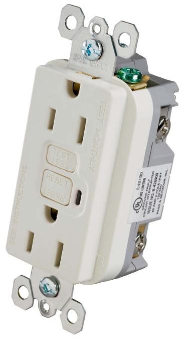 TradeMaster & Specification Grade GFCI Receptacles with patented SafeLock Protection If critical components are damaged and ground fault protection is lost, power High-impact-resistant, thermoplastic