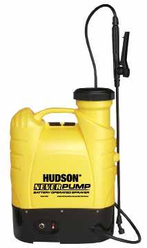 Lawn & Garden Sprayers Hudson NeverPump Bak-Pak Sprayer Sprays for 10 hours on a single battery charge.