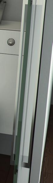 GET THE LOOK Ikon in gloss white with glass effect edged doors epitomises the adage less is more.