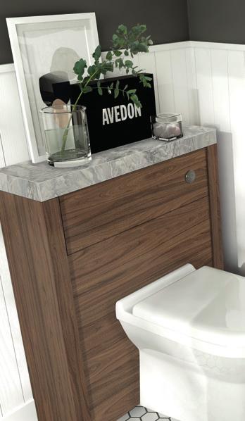 92 desire hydra NATURAL CARINI WALNUT The sharp white WC and basin allow the texture and detail of the