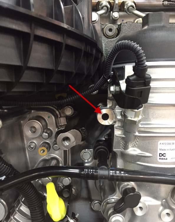 31. Install the new fuel filter module to the cylinder block with the four new mounting bolts (M8x55 bolt number 1). Torque to 60 N m (44 lb ft). 32.