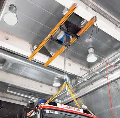double-rail system Linear point-to-point coverage Load capacity: up to 2 t wide suspension spacing chain hoist